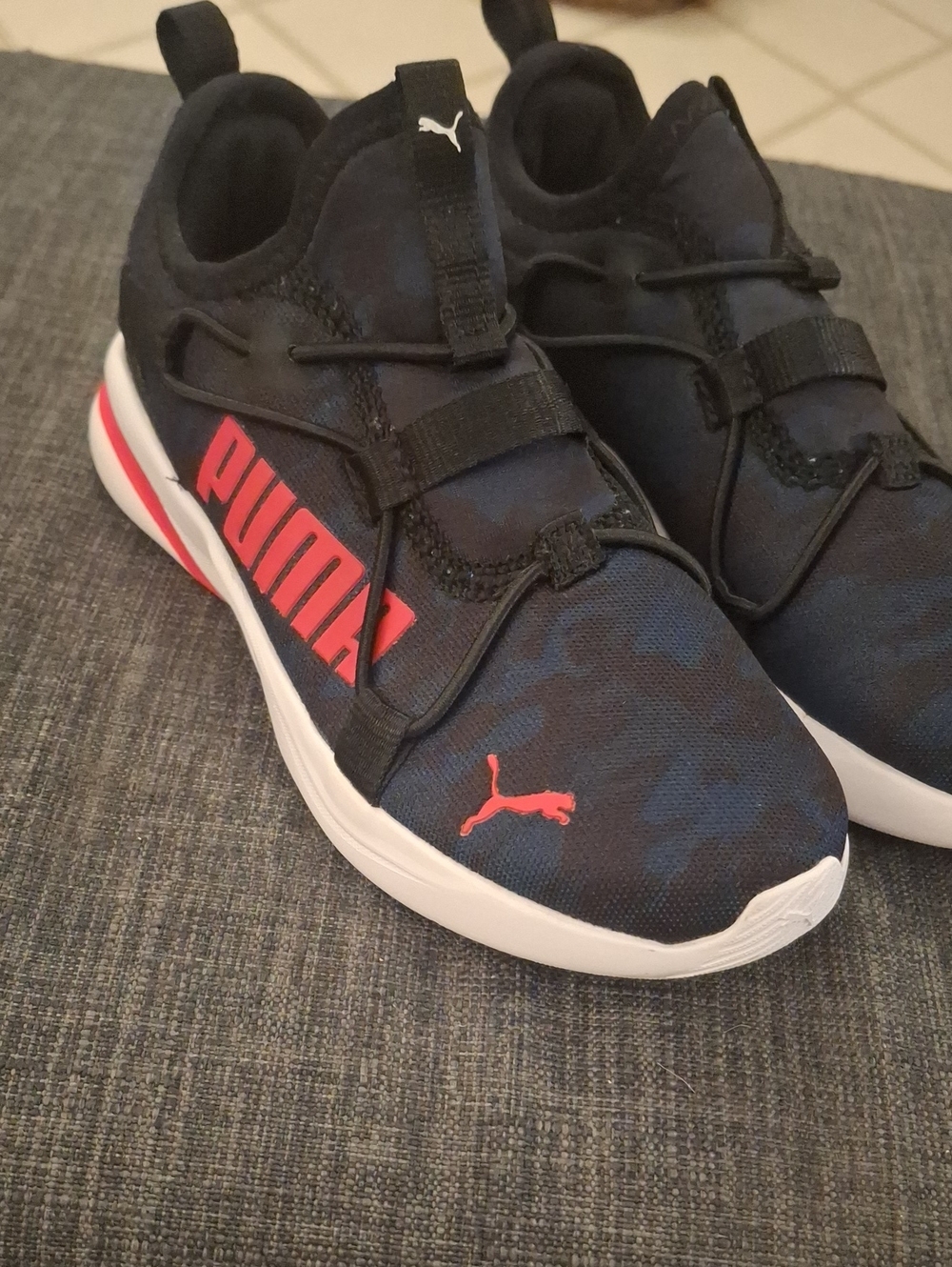 Puma Kids Black Sneakers with Red Logos